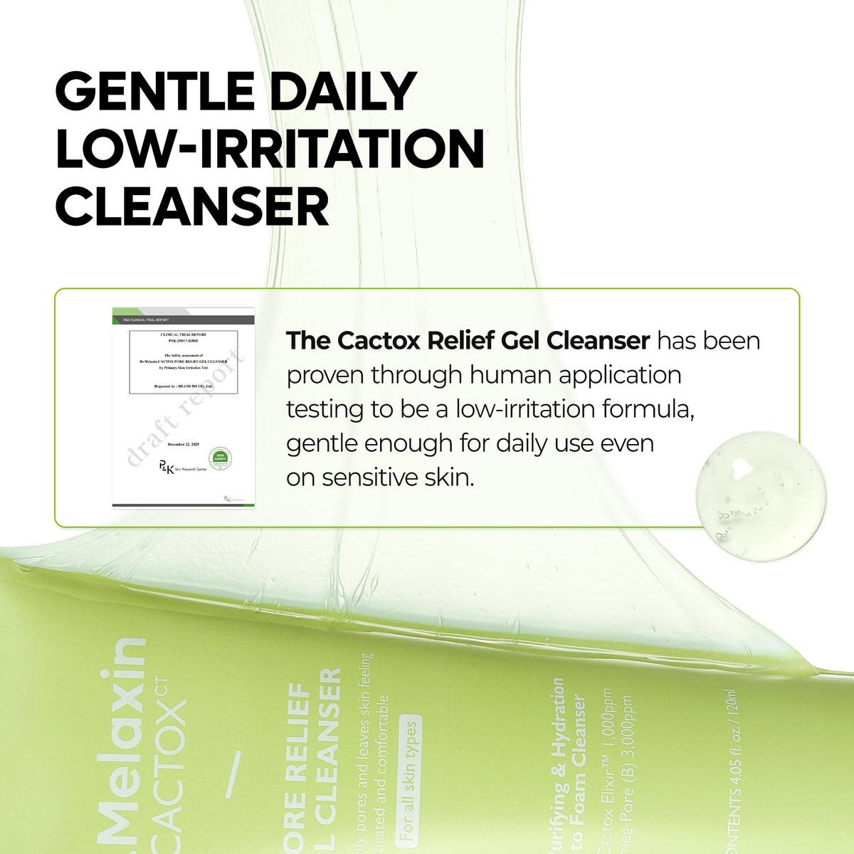Dr.Melaxin Cactox Pore Relief Gel Cleanser - Hydrating Gel-to-Foam Facial Cleanser for Pore Cleansing and Enlarged-Looking Pores, 120ml Avelisse