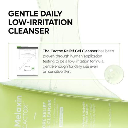 Dr.Melaxin Cactox Pore Relief Gel Cleanser - Hydrating Gel-to-Foam Facial Cleanser for Pore Cleansing and Enlarged-Looking Pores, 120ml Avelisse