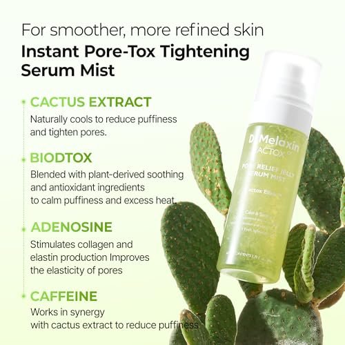 Dr.Melaxin Cactox Pore Relief Jelly Serum Mist - Instant Cooling Face Mist for Pore Tightening & De-Puffing, Hydrating Cactus Serum for Puffy Skin, 80ml (2.7 fl oz) Avelisse