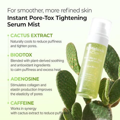 Dr.Melaxin Cactox Pore Relief Jelly Serum Mist - Instant Cooling Face Mist for Pore Tightening & De-Puffing, Hydrating Cactus Serum for Puffy Skin, 80ml (2.7 fl oz) Avelisse