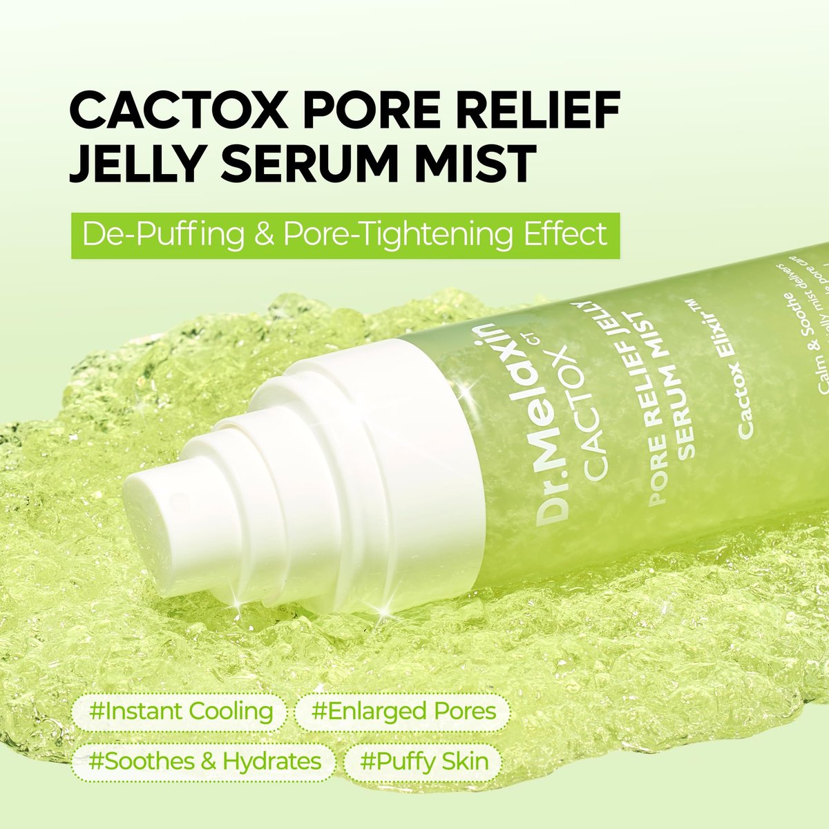 Dr.Melaxin Cactox Pore Relief Jelly Serum Mist - Instant Cooling Face Mist for Pore Tightening & De-Puffing, Hydrating Cactus Serum for Puffy Skin, 80ml (2.7 fl oz) Avelisse