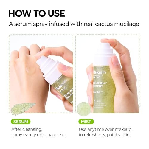 Dr.Melaxin Cactox Pore Relief Jelly Serum Mist - Instant Cooling Face Mist for Pore Tightening & De-Puffing, Hydrating Cactus Serum for Puffy Skin, 80ml (2.7 fl oz) Avelisse