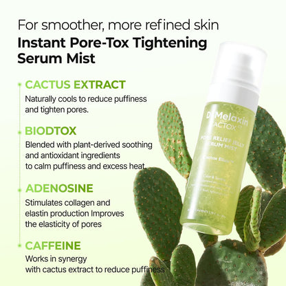 Dr.Melaxin Cactox Pore Relief Jelly Serum Mist - Instant Cooling Face Mist for Pore Tightening & De-Puffing, Hydrating Cactus Serum for Puffy Skin, 80ml (2.7 fl oz) Avelisse