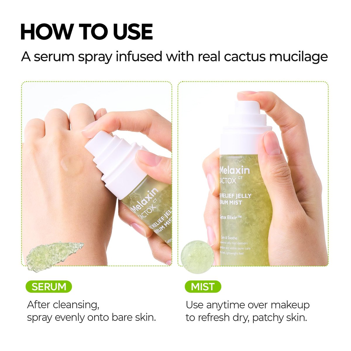 Dr.Melaxin Cactox Pore Relief Jelly Serum Mist - Instant Cooling Face Mist for Pore Tightening & De-Puffing, Hydrating Cactus Serum for Puffy Skin, 80ml (2.7 fl oz) Avelisse