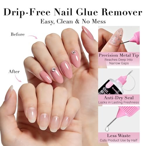 GLAMERMAID 50 ml Pinpoint Nail Glue Remover for Press on Nails – Non-Acetone Gentle Remover with 3 Orangewood Sticks - görsel 8