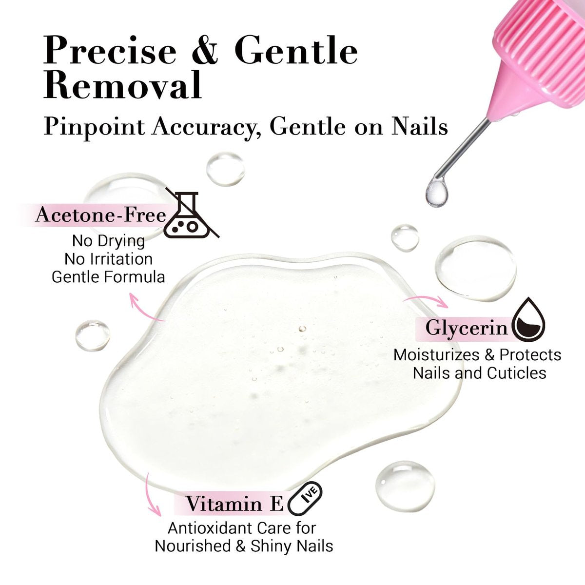 GLAMERMAID 50 ml Pinpoint Nail Glue Remover for Press on Nails – Non-Acetone Gentle Remover with 3 Orangewood Sticks - görsel 3