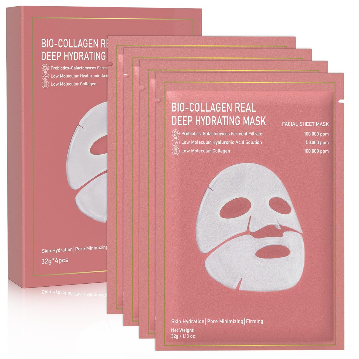 Nityrliv Bio-Collagen Real Deep Mask – Overnight Hydrating Face Mask, 4 Pack for All Skin Types - görsel 1