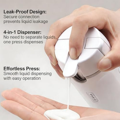 BOMPOW 4-in-1 Travel Bottles Set – Leak-Proof Refillable Containers with Labels, Portable Toiletry Organizer Cup for Shampoo, Lotion, Soap