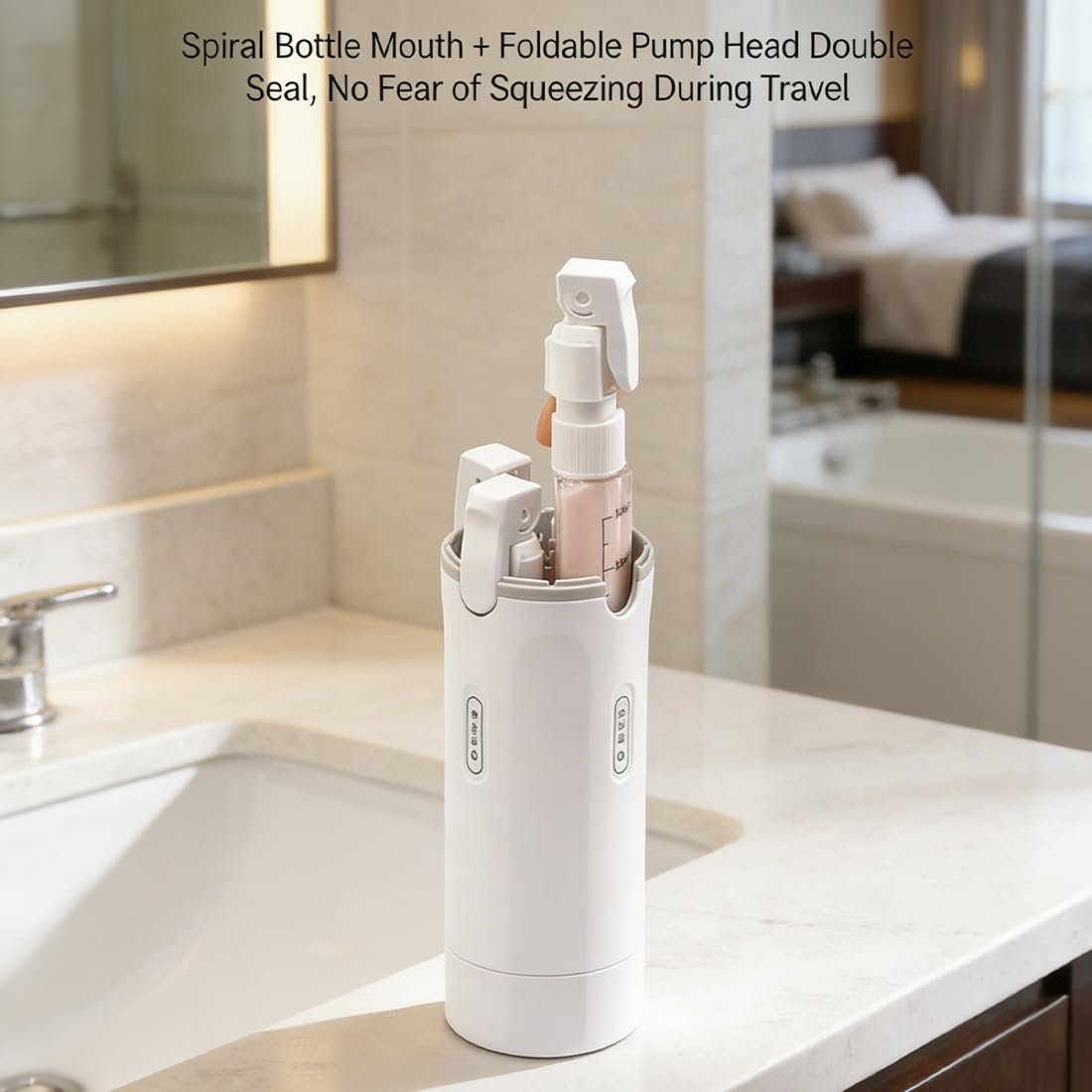 BOMPOW 4-in-1 Travel Bottles Set – Leak-Proof Refillable Containers with Labels, Portable Toiletry Organizer Cup for Shampoo, Lotion, Soap - görsel 7