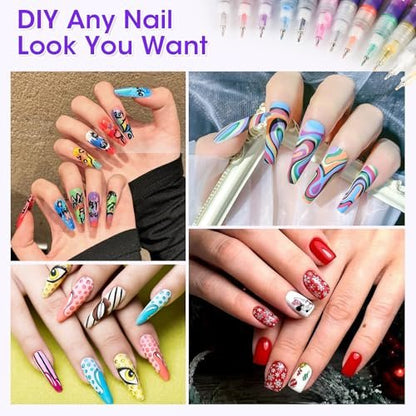 Pintada 24 Color 0.5mm Fine Tip Nail Art Pen Set - Non-Toxic, Quick-Drying Nail Art Markers with 26 Nail Stickers, Leak-Proof Design for DIY Nail Art, Greeting Cards, Object Painting & Holiday Doodling Avelisse