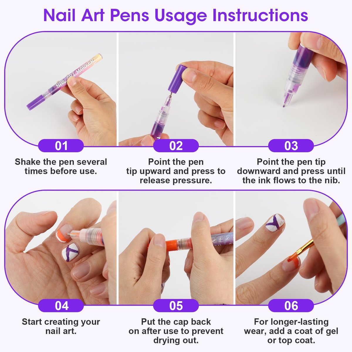 Pintada 24 Color 0.5mm Fine Tip Nail Art Pen Set - Non-Toxic, Quick-Drying Nail Art Markers with 26 Nail Stickers, Leak-Proof Design for DIY Nail Art, Greeting Cards, Object Painting & Holiday Doodling Avelisse