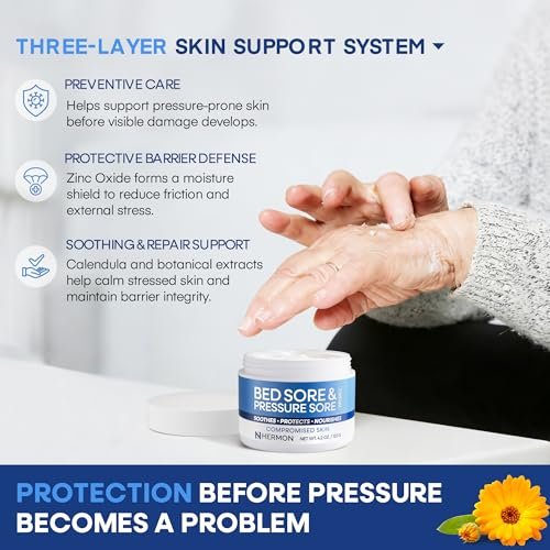 Hermon Bed Sore & Pressure Sore Fast Healing Cream – Skin Care for Compromised Skin, Helps Heal Bed Sores, Pressure Sores, Chafing, Minor Burns & Sunburn – 4.2 oz Avelisse