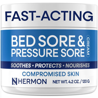 Hermon Bed Sore & Pressure Sore Fast Healing Cream – Skin Care for Compromised Skin, Helps Heal Bed Sores, Pressure Sores, Chafing, Minor Burns & Sunburn – 4.2 oz Avelisse