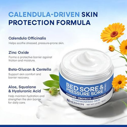 Hermon Bed Sore & Pressure Sore Fast Healing Cream – Skin Care for Compromised Skin, Helps Heal Bed Sores, Pressure Sores, Chafing, Minor Burns & Sunburn – 4.2 oz Avelisse