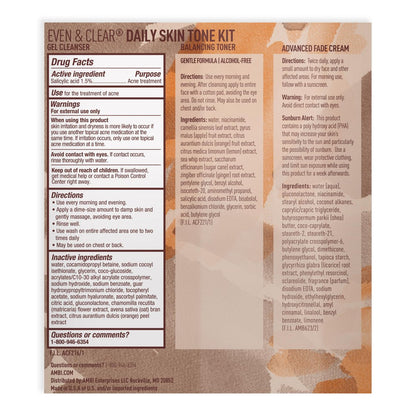Ambi Even & Clear Daily Skin Tone Kit – 3-Step Regimen for Acne, Dark Spots & Uneven Tone with Salicylic Acid & Niacinamide Avelisse