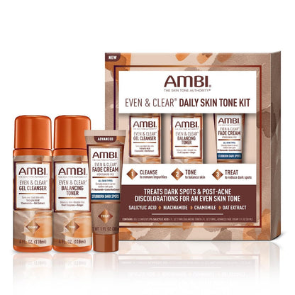 Ambi Even & Clear Daily Skin Tone Kit – 3-Step Regimen for Acne, Dark Spots & Uneven Tone with Salicylic Acid & Niacinamide Avelisse
