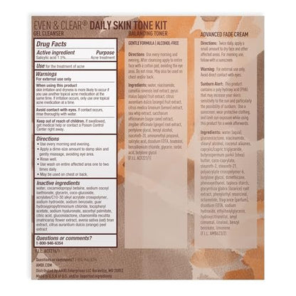 Ambi Even & Clear Daily Skin Tone Kit – 3-Step Regimen for Acne, Dark Spots & Uneven Tone with Salicylic Acid & Niacinamide Avelisse