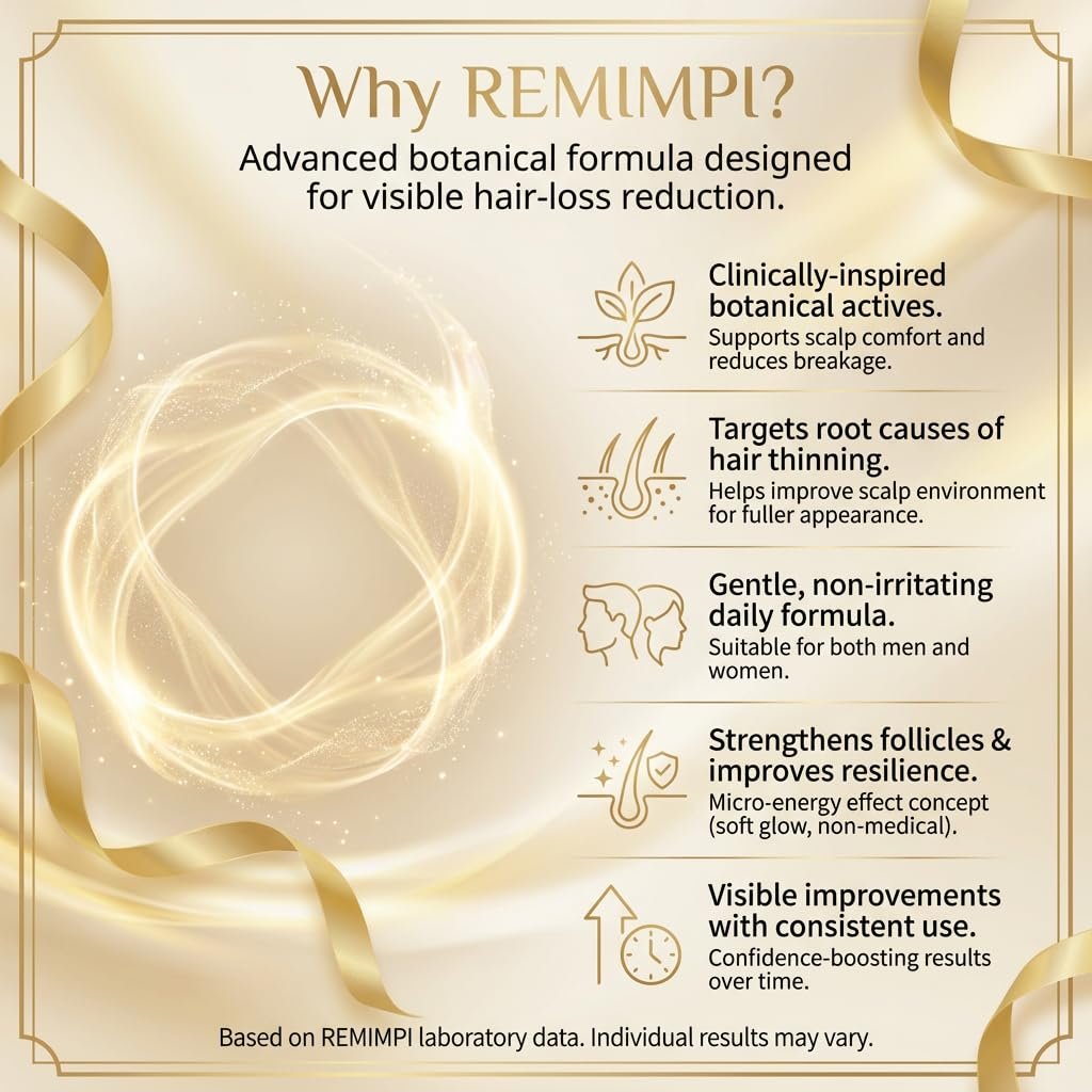 REMIMPI Authentic Anti Hair Loss Shampoo with Ginger & Ginseng - Dandruff & Oil Control, Hair Growth Shampoo, 10.14 Fl Oz (Pack of 2) Avelisse