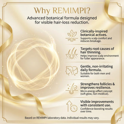 REMIMPI Authentic Anti Hair Loss Shampoo with Ginger & Ginseng - Dandruff & Oil Control, Hair Growth Shampoo, 10.14 Fl Oz (Pack of 2) Avelisse