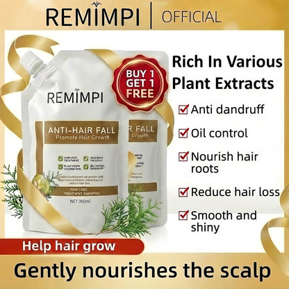 REMIMPI Authentic Anti Hair Loss Shampoo with Ginger & Ginseng - Dandruff & Oil Control, Hair Growth Shampoo, 10.14 Fl Oz (Pack of 2) Avelisse