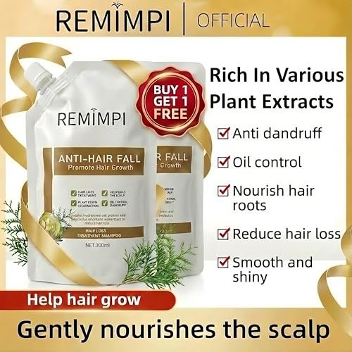 REMIMPI Authentic Anti Hair Loss Shampoo with Ginger & Ginseng - Dandruff & Oil Control, Hair Growth Shampoo, 10.14 Fl Oz (Pack of 2) Avelisse