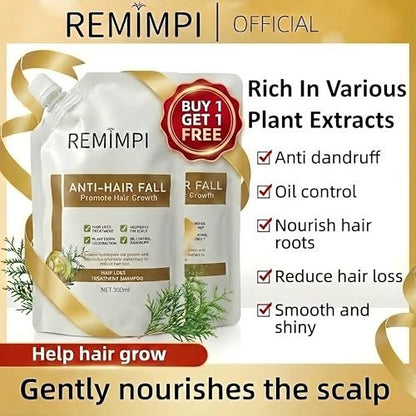 REMIMPI Authentic Anti Hair Loss Shampoo with Ginger & Ginseng - Dandruff & Oil Control, Hair Growth Shampoo, 10.14 Fl Oz (Pack of 2) Avelisse