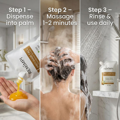 REMIMPI Herbal Anti-Fall Shampoo, Ginger & Ginseng Scalp Cleanser with Jojoba & Oat Extracts, Strengthening Formula for Thinning Hair, 300ml (2-Pack) Avelisse
