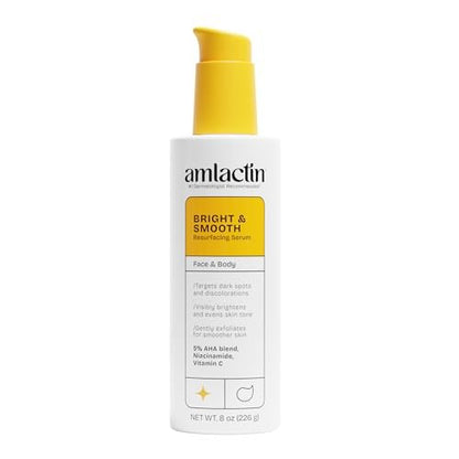 AmLactin Bright and Smooth Resurfacing Serum – 8 oz, Lactic Acid Serum for Radiant, Even Skin