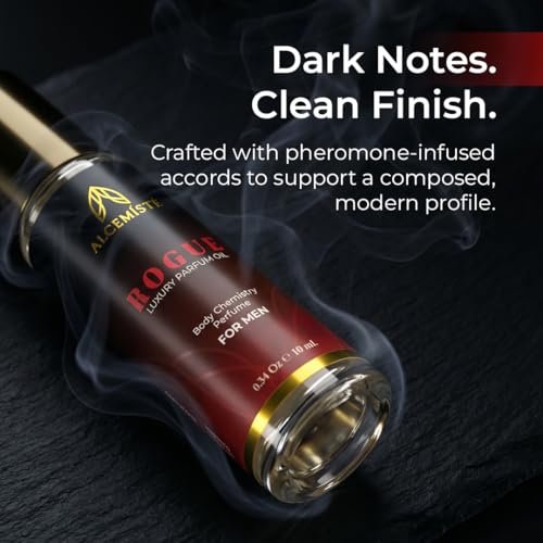 ALCEMÍSTÉ Premium Pheromone Cologne For Men - Body Chemistry Perfume With Pheromones - Concentrated, Oil Based, Travel Size - Long-Lasting Amber, Wood & Musk Scent - 0.34 oz Avelisse