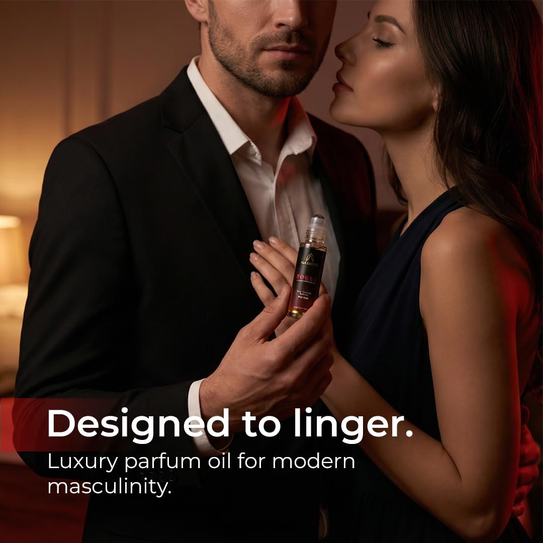 ALCEMÍSTÉ Premium Pheromone Cologne For Men - Body Chemistry Perfume With Pheromones - Concentrated, Oil Based, Travel Size - Long-Lasting Amber, Wood & Musk Scent - 0.34 oz Avelisse