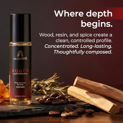 ALCEMÍSTÉ Premium Pheromone Cologne For Men - Body Chemistry Perfume With Pheromones - Concentrated, Oil Based, Travel Size - Long-Lasting Amber, Wood & Musk Scent - 0.34 oz Avelisse