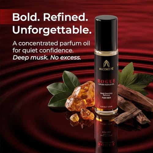 ALCEMÍSTÉ Premium Pheromone Cologne For Men - Body Chemistry Perfume With Pheromones - Concentrated, Oil Based, Travel Size - Long-Lasting Amber, Wood & Musk Scent - 0.34 oz Avelisse