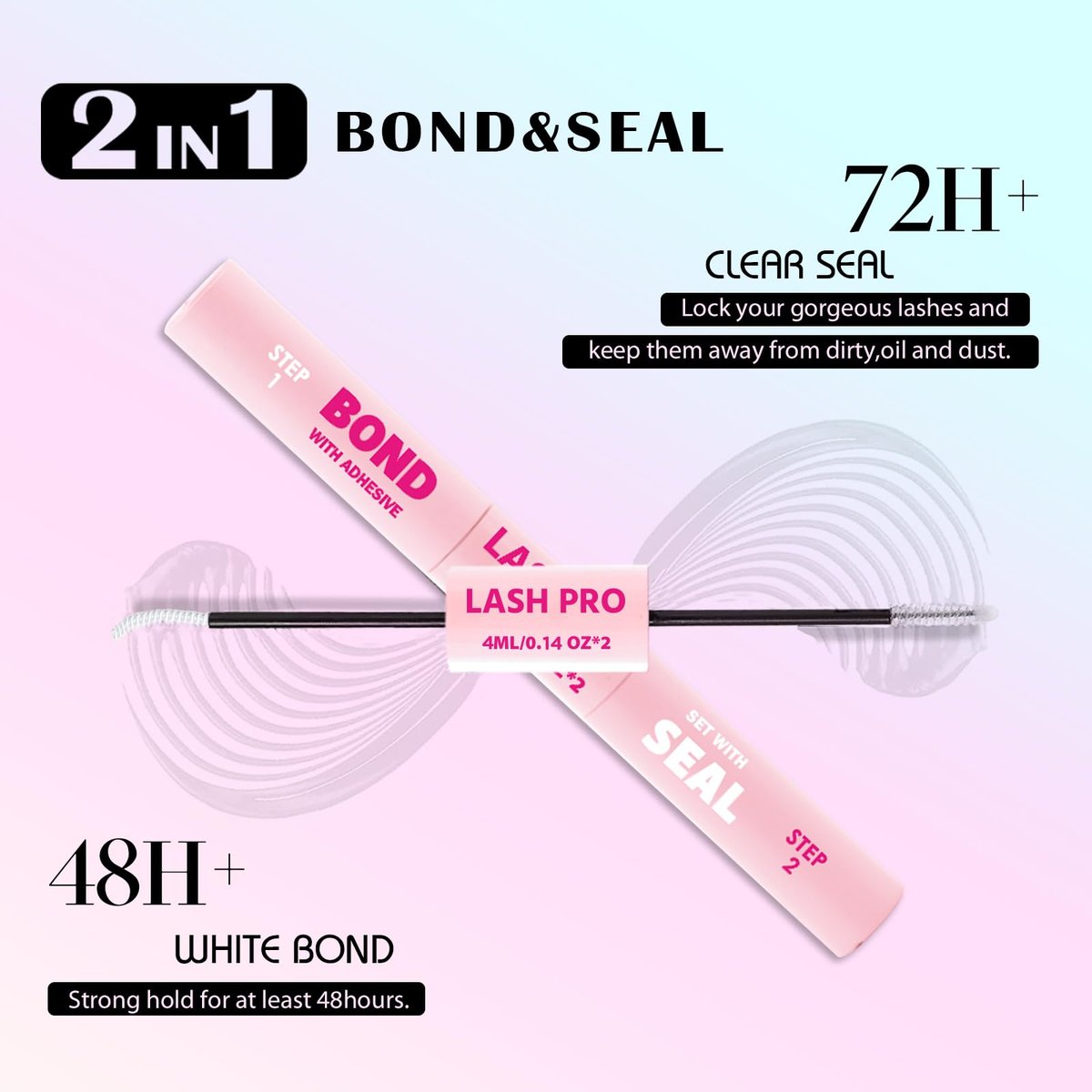 SY-SHUYING Lash Bond and Seal Mascara - Long Lasting Waterproof Non Irritating Eyelash Extensions - görsel 3