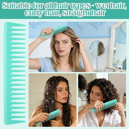 5 Pcs Slick Back Hair Brush Set - Boar Bristle Smoothing Brush with Edge Brush, Rat Tail Comb, Wide Tooth Comb for Men Women - Smooth Frizz & Flyaways - Green