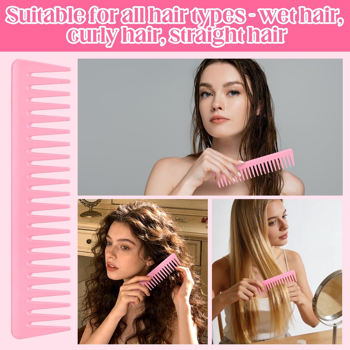 6-Piece Boar Bristle Slick Back Hair Brush Set – Smoothing Brush for Frizz & Flyaways, Rat Tail Comb & Edge Brush for Men & Women Avelisse