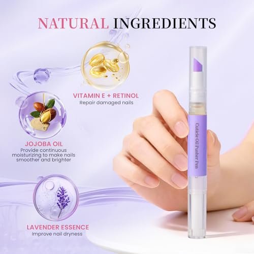 CORACIK 2-in-1 Ceramic Cuticle Pusher & Oil Pen 2ml - Lavender Fragrance Nail Care Tool for Damaged Nails, Cuticle & Hangnail Remover, Moisturizing Brightening Nail Repair (Purple) - görsel 6