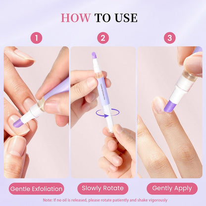 CORACIK 2-in-1 Ceramic Cuticle Pusher & Oil Pen 2ml - Lavender Fragrance Nail Care Tool for Damaged Nails, Cuticle & Hangnail Remover, Moisturizing Brightening Nail Repair (Purple)