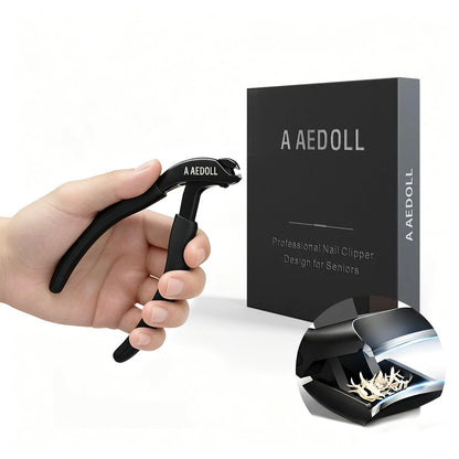 Upgraded Toenail Clippers for Seniors - Ergonomic Long Handled Nail Trimmer, Heavy Duty Thick Nail Cutter with Built-in Nail Catcher (Black, Stainless Steel) Avelisse