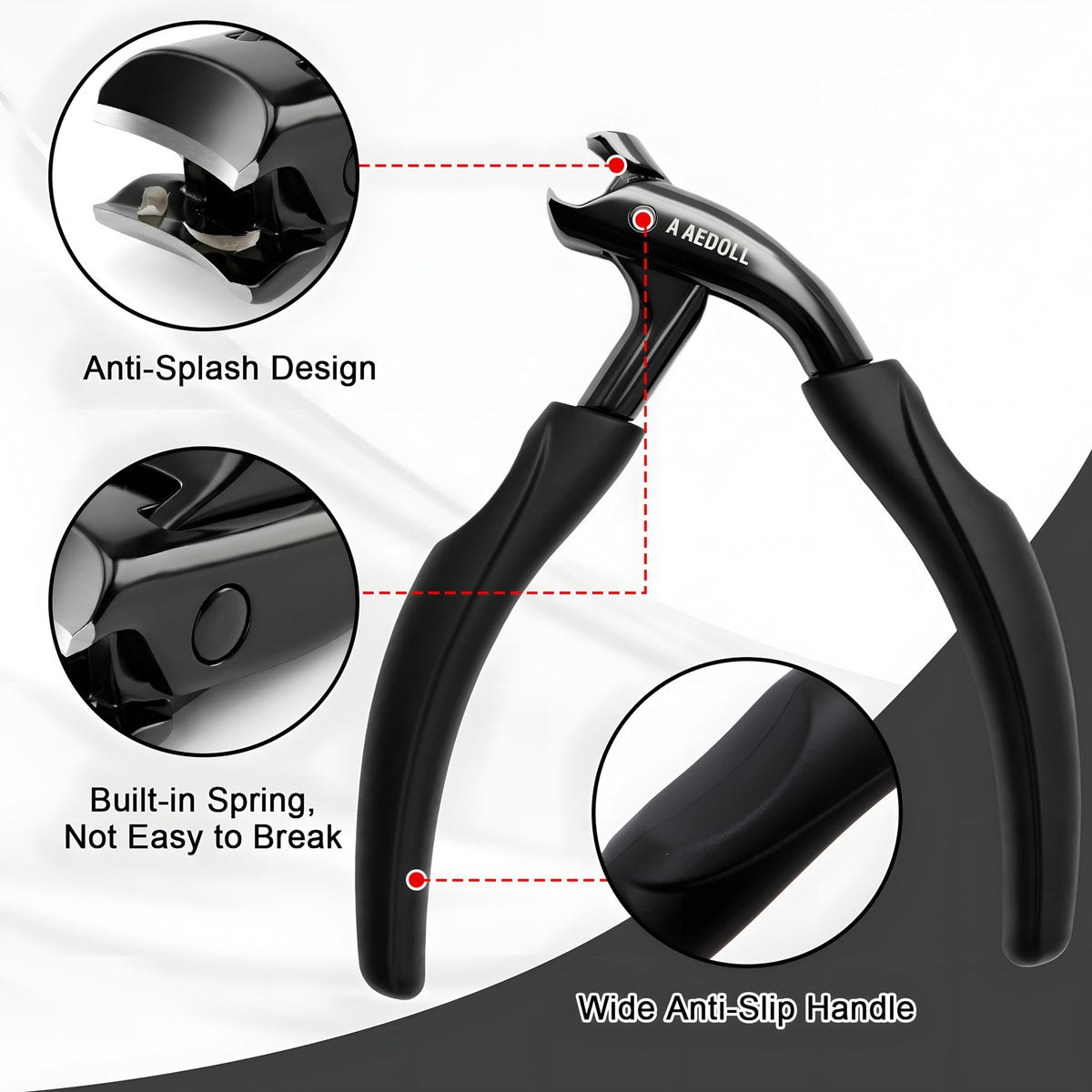 Upgraded Toenail Clippers for Seniors - Ergonomic Long Handled Nail Trimmer, Heavy Duty Thick Nail Cutter with Built-in Nail Catcher (Black, Stainless Steel) Avelisse