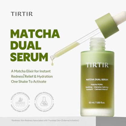 TIRTIR Matcha Dual PDRN Serum – Irritated Red Skin Relief & Glass Skin Glow with Vegan Matcha PDRN, 5% Niacinamide, Hydrating Non-Sticky Korean Face Serum for Sensitive & Acne-Prone Skin Avelisse