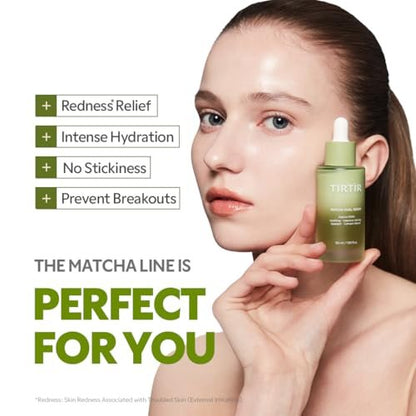 TIRTIR Matcha Dual PDRN Serum – Irritated Red Skin Relief & Glass Skin Glow with Vegan Matcha PDRN, 5% Niacinamide, Hydrating Non-Sticky Korean Face Serum for Sensitive & Acne-Prone Skin Avelisse