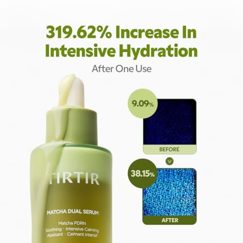 TIRTIR Matcha Dual PDRN Serum – Irritated Red Skin Relief & Glass Skin Glow with Vegan Matcha PDRN, 5% Niacinamide, Hydrating Non-Sticky Korean Face Serum for Sensitive & Acne-Prone Skin Avelisse