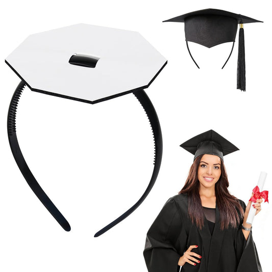 Mzmaxy Graduation Cap Headband - Secure Your Grad Cap & Hairstyle, Anti-Fall Hair Band for Graduation Caps, Upgrade Insert Hat Accessories for Graduates (Black, One Size)