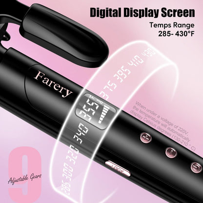 Farery 2 Inch Curling Iron for Long Hair – Lightweight Large Barrel 50mm with Argan Oil & Keratin Infused Ceramic Tourmaline, 9 Temp Digital Display & Lock Key, Fast Heat for Bouncy Big Curls Avelisse