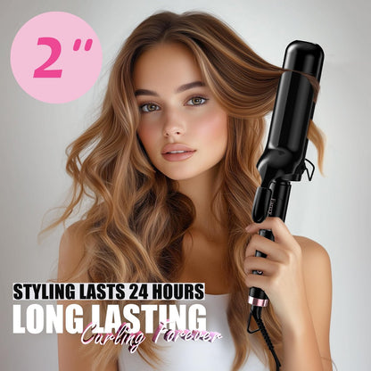 Farery 2 Inch Curling Iron for Long Hair – Lightweight Large Barrel 50mm with Argan Oil & Keratin Infused Ceramic Tourmaline, 9 Temp Digital Display & Lock Key, Fast Heat for Bouncy Big Curls Avelisse