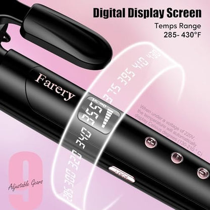 Farery 2 Inch Curling Iron for Long Hair – Lightweight Large Barrel 50mm with Argan Oil & Keratin Infused Ceramic Tourmaline, 9 Temp Digital Display & Lock Key, Fast Heat for Bouncy Big Curls Avelisse