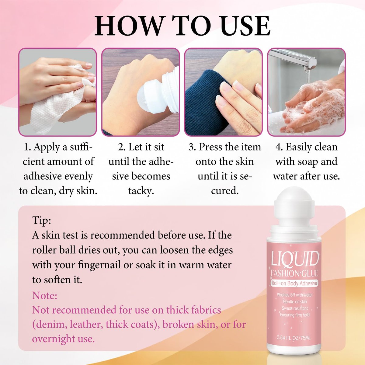 Body Glue for Clothes & Skin Roll On 2.54 Oz – Sweat Resistant & Long Lasting Body Adhesive for Dancers, Stagewear, Wigs, Socks, Bras, Leotards & Costumes – Skin-Friendly Clear Glue by Lubynia - görsel 15