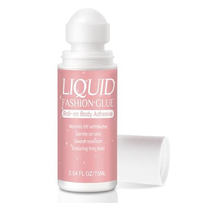Body Glue for Clothes & Skin Roll On 2.54 Oz – Sweat Resistant & Long Lasting Body Adhesive for Dancers, Stagewear, Wigs, Socks, Bras, Leotards & Costumes – Skin-Friendly Clear Glue by Lubynia