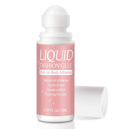 Body Glue for Clothes & Skin Roll On 2.54 Oz – Sweat Resistant & Long Lasting Body Adhesive for Dancers, Stagewear, Wigs, Socks, Bras, Leotards & Costumes – Skin-Friendly Clear Glue by Lubynia