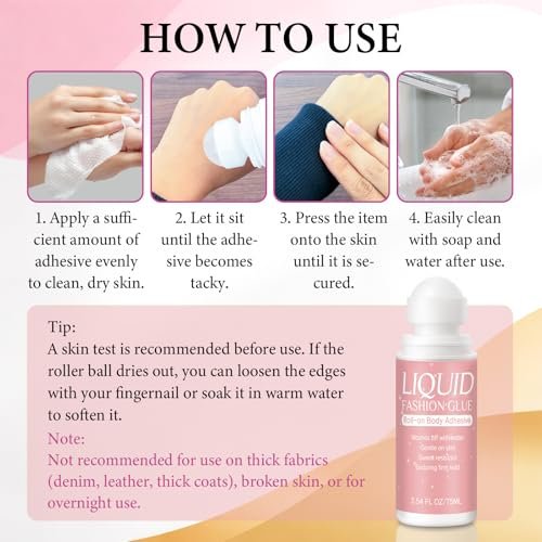 Body Glue for Clothes & Skin Roll On 2.54 Oz – Sweat Resistant & Long Lasting Body Adhesive for Dancers, Stagewear, Wigs, Socks, Bras, Leotards & Costumes – Skin-Friendly Clear Glue by Lubynia - görsel 16